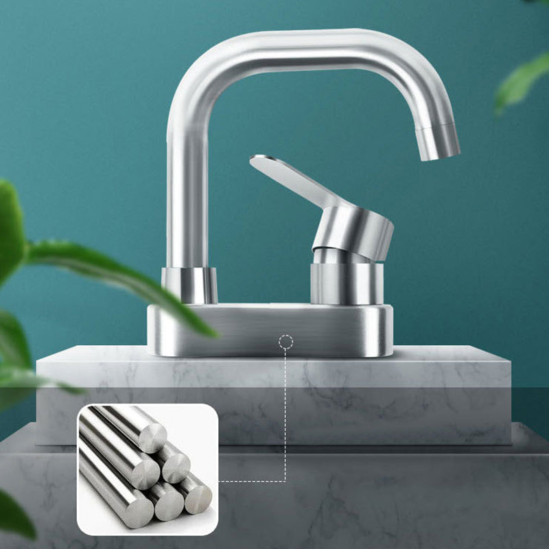 Square 1-Handle Bathroom Faucet 2 Hole Centerset Bathroom Faucet with Stainless Steel Clearhalo 'bathroom_sink_faucets' 'Conjunta de Baño y Conjunta de Grifo' 'Coronamiento de Baño y Dispositivo de Baño' 'Grifo del lavabo del baño' 'Hogar' 'home_improvement' 'home_improvement_bathroom_sink_faucets' 'Mejoras para el hogar' 6065038