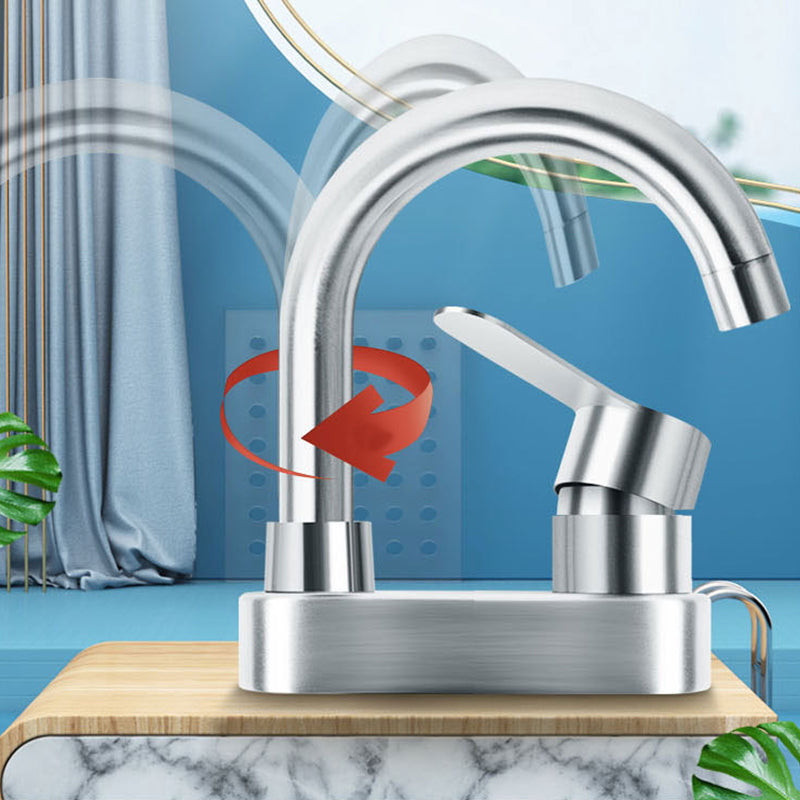 Square 1-Handle Bathroom Faucet 2 Hole Centerset Bathroom Faucet with Stainless Steel Clearhalo 'bathroom_sink_faucets' 'Conjunta de Baño y Conjunta de Grifo' 'Coronamiento de Baño y Dispositivo de Baño' 'Grifo del lavabo del baño' 'Hogar' 'home_improvement' 'home_improvement_bathroom_sink_faucets' 'Mejoras para el hogar' 6065039