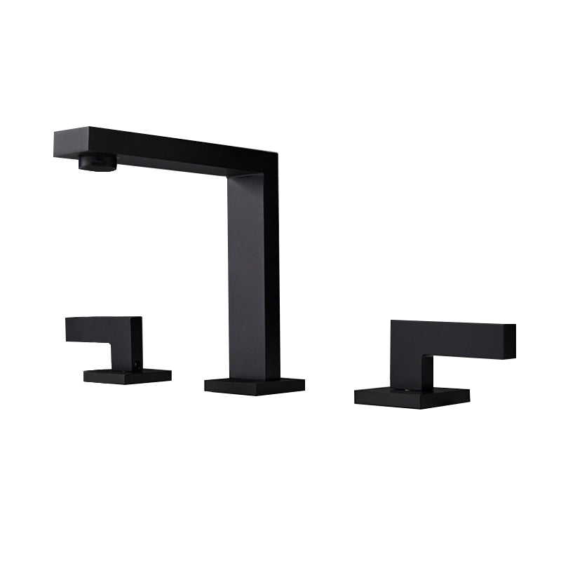 Square 2-Handle Bathroom Faucet 3 Hole Widespread Lavatory Faucet Clearhalo 'Bathroom Remodel & Bathroom Fixtures' 'Bathroom Sink Faucets' 'Bathroom Sinks & Faucet Components' 'bathroom_sink_faucets' 'Home Improvement' 'home_improvement' 'home_improvement_bathroom_sink_faucets' 6065052