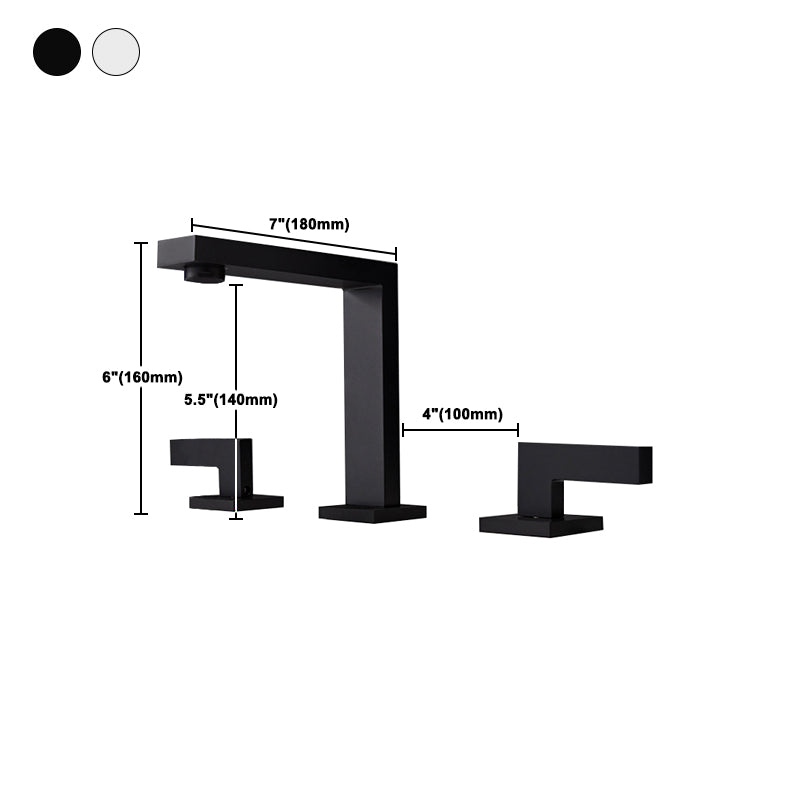 Square 2-Handle Bathroom Faucet 3 Hole Widespread Lavatory Faucet Clearhalo 'Bathroom Remodel & Bathroom Fixtures' 'Bathroom Sink Faucets' 'Bathroom Sinks & Faucet Components' 'bathroom_sink_faucets' 'Home Improvement' 'home_improvement' 'home_improvement_bathroom_sink_faucets' 6065059