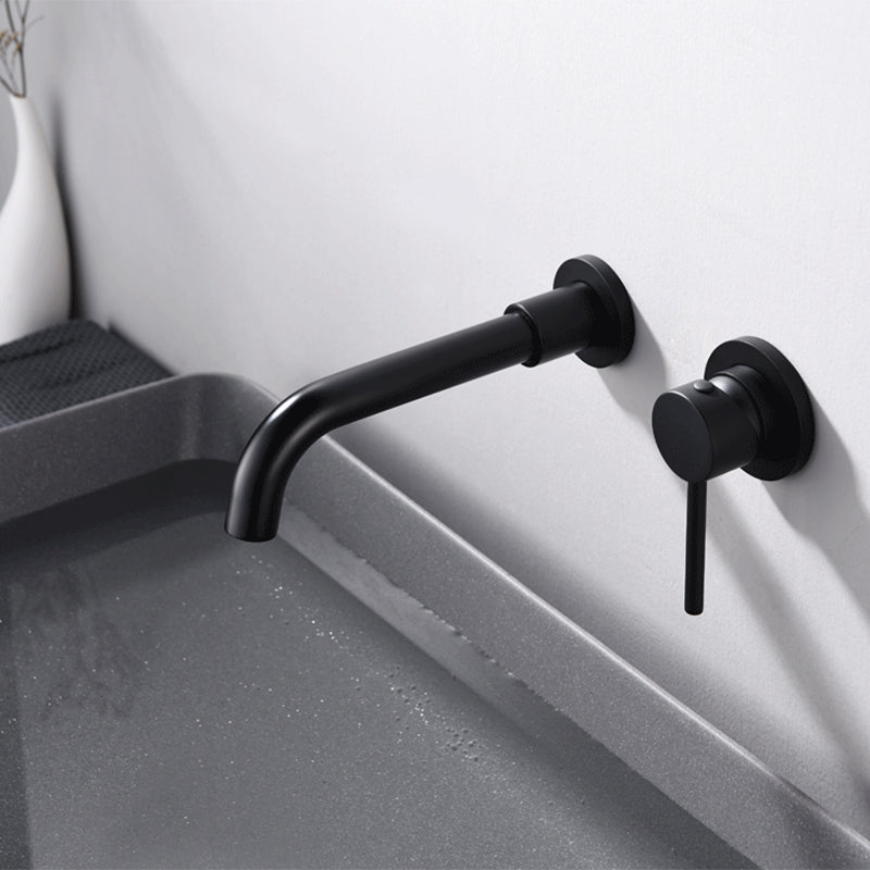 Circular Single Handle Bathroom Faucet 2 Hole Wall Mounted Bathroom Faucet with Swivel Clearhalo 'Bathroom Remodel & Bathroom Fixtures' 'Bathroom Sink Faucets' 'Bathroom Sinks & Faucet Components' 'bathroom_sink_faucets' 'Home Improvement' 'home_improvement' 'home_improvement_bathroom_sink_faucets' 6065108