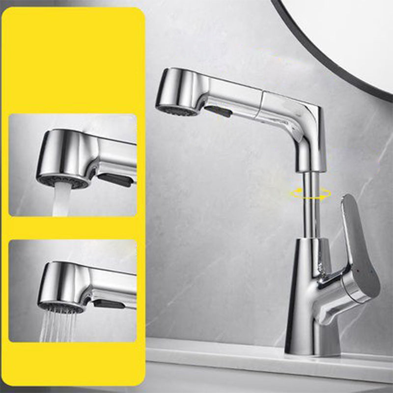 Modern 1-Handle Bathroom Sink Faucet Circular Vessel Sink Faucet Brass Silver Clearhalo 'Bathroom Remodel & Bathroom Fixtures' 'Bathroom Sink Faucets' 'Bathroom Sinks & Faucet Components' 'bathroom_sink_faucets' 'Home Improvement' 'home_improvement' 'home_improvement_bathroom_sink_faucets' 6065147