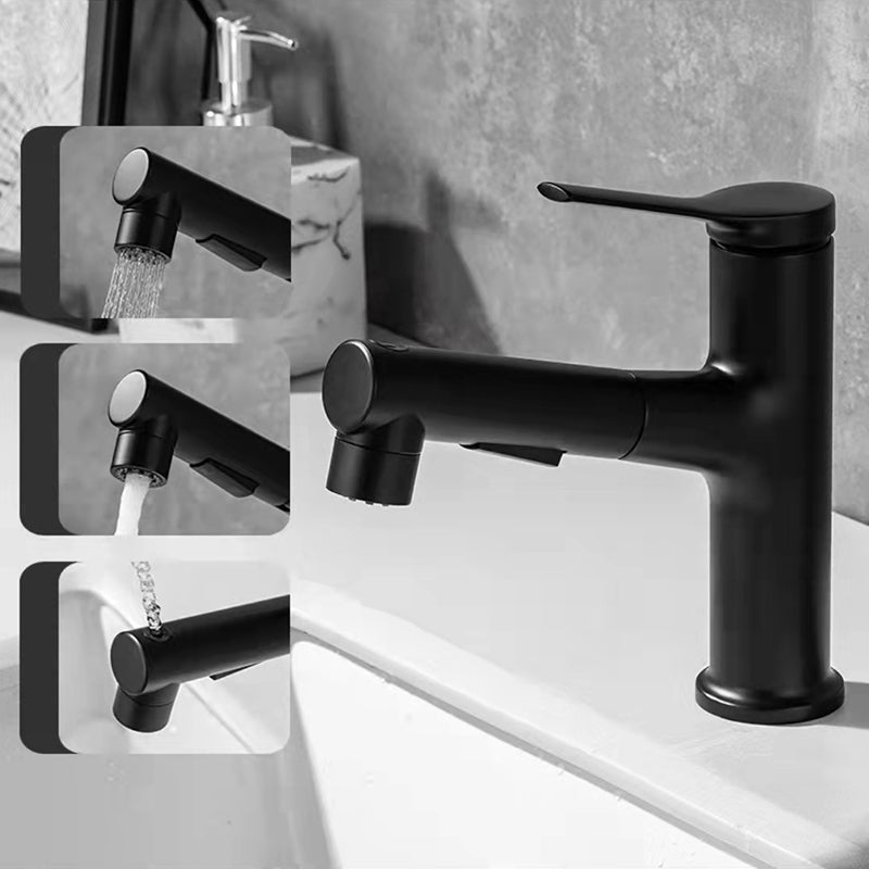 Circular Single Handle Bathroom Faucet Single Hole Vessel Sink Faucet with Swivel Black Clearhalo 'Bathroom Remodel & Bathroom Fixtures' 'Bathroom Sink Faucets' 'Bathroom Sinks & Faucet Components' 'bathroom_sink_faucets' 'Home Improvement' 'home_improvement' 'home_improvement_bathroom_sink_faucets' 6065166