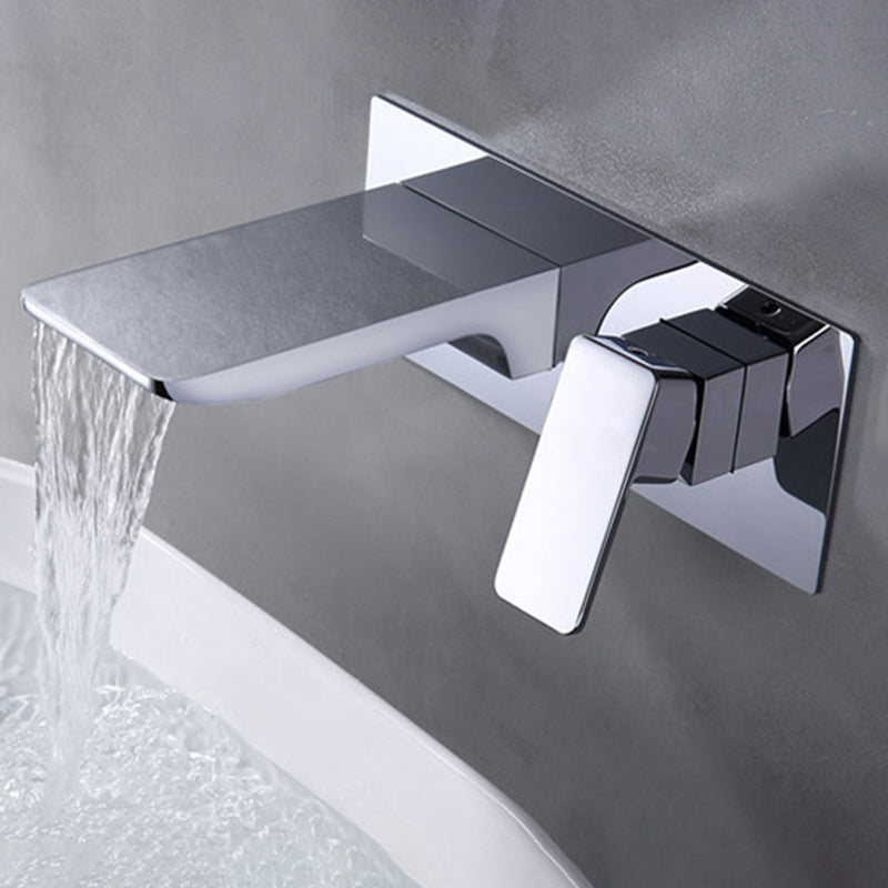 Square Single Handle Bathroom Faucet Single Hole Wall Mounted Bathroom Faucet Clearhalo 'Bathroom Remodel & Bathroom Fixtures' 'Bathroom Sink Faucets' 'Bathroom Sinks & Faucet Components' 'bathroom_sink_faucets' 'Home Improvement' 'home_improvement' 'home_improvement_bathroom_sink_faucets' 6065237