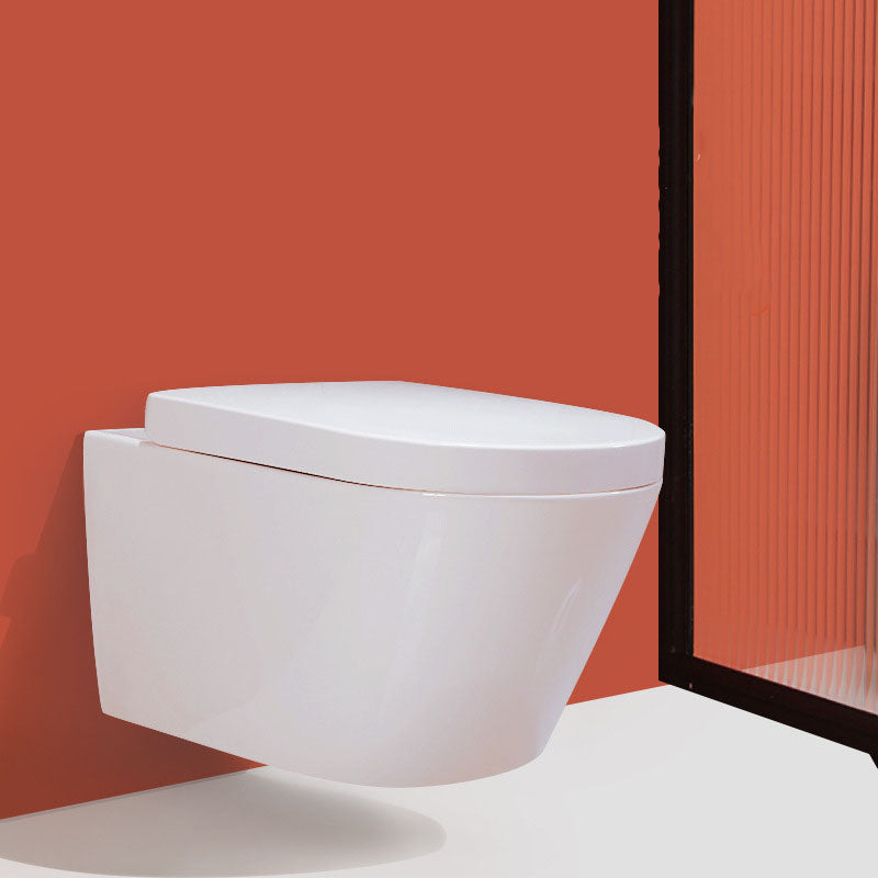 High Efficiency Flush Toilet Elongated Wall Mount Household Small Toilet Seat Included Clearhalo 'Bathroom Remodel & Bathroom Fixtures' 'Home Improvement' 'home_improvement' 'home_improvement_toilets' 'Toilets & Bidets' 'Toilets' 6071433