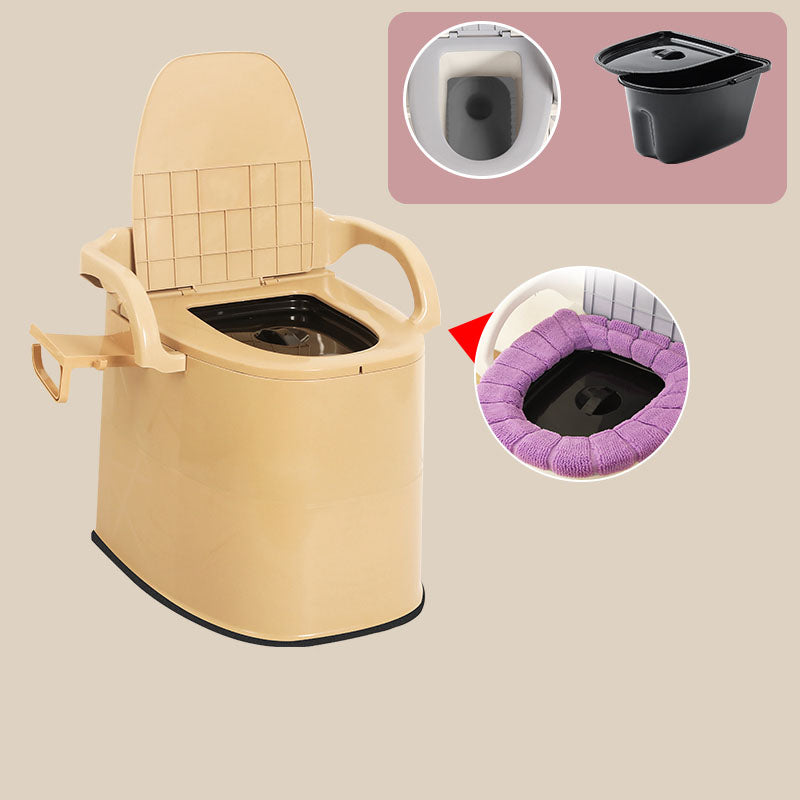 Modern Plastic Toilet Floor Mounted Toilet Bowl with Toilet Seat for Bathroom Khaki Solid Barrel Clearhalo 'Bathroom Remodel & Bathroom Fixtures' 'Home Improvement' 'home_improvement' 'home_improvement_toilets' 'Toilets & Bidets' 'Toilets' 6071536