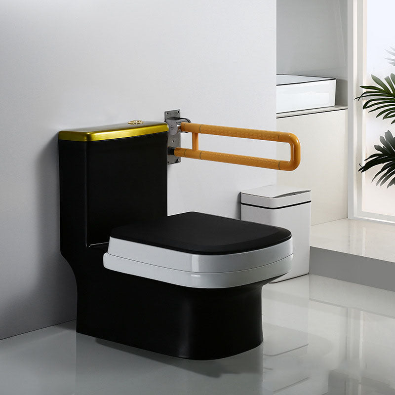 Siphon Jet Toilet Water Efficient Compact Toilet with Ceramic Glazed Surface Black Clearhalo 'Bathroom Remodel & Bathroom Fixtures' 'Home Improvement' 'home_improvement' 'home_improvement_toilets' 'Toilets & Bidets' 'Toilets' 6071590