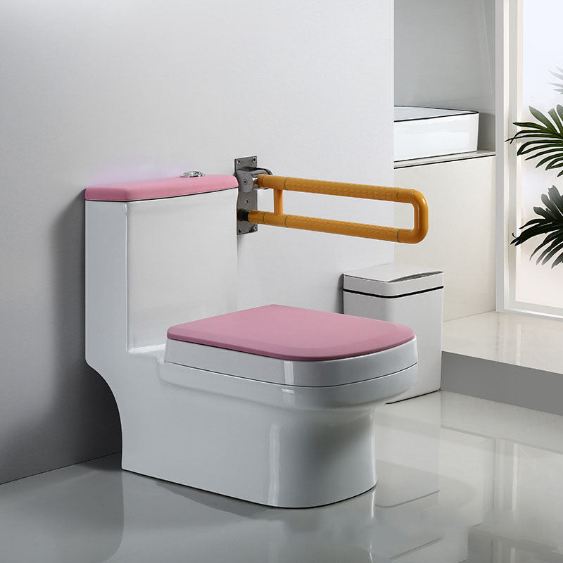 Siphon Jet Toilet Water Efficient Compact Toilet with Ceramic Glazed Surface Pink Clearhalo 'Bathroom Remodel & Bathroom Fixtures' 'Home Improvement' 'home_improvement' 'home_improvement_toilets' 'Toilets & Bidets' 'Toilets' 6071591