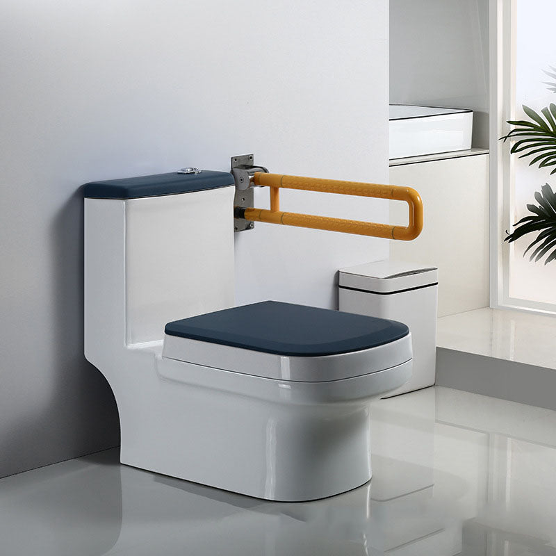 Siphon Jet Toilet Water Efficient Compact Toilet with Ceramic Glazed Surface Blue/ White Clearhalo 'Bathroom Remodel & Bathroom Fixtures' 'Home Improvement' 'home_improvement' 'home_improvement_toilets' 'Toilets & Bidets' 'Toilets' 6071592