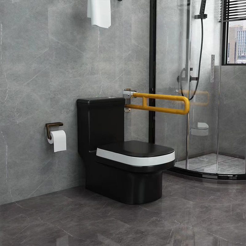 Siphon Jet Toilet Water Efficient Compact Toilet with Ceramic Glazed Surface Black Marble Clearhalo 'Bathroom Remodel & Bathroom Fixtures' 'Home Improvement' 'home_improvement' 'home_improvement_toilets' 'Toilets & Bidets' 'Toilets' 6071602