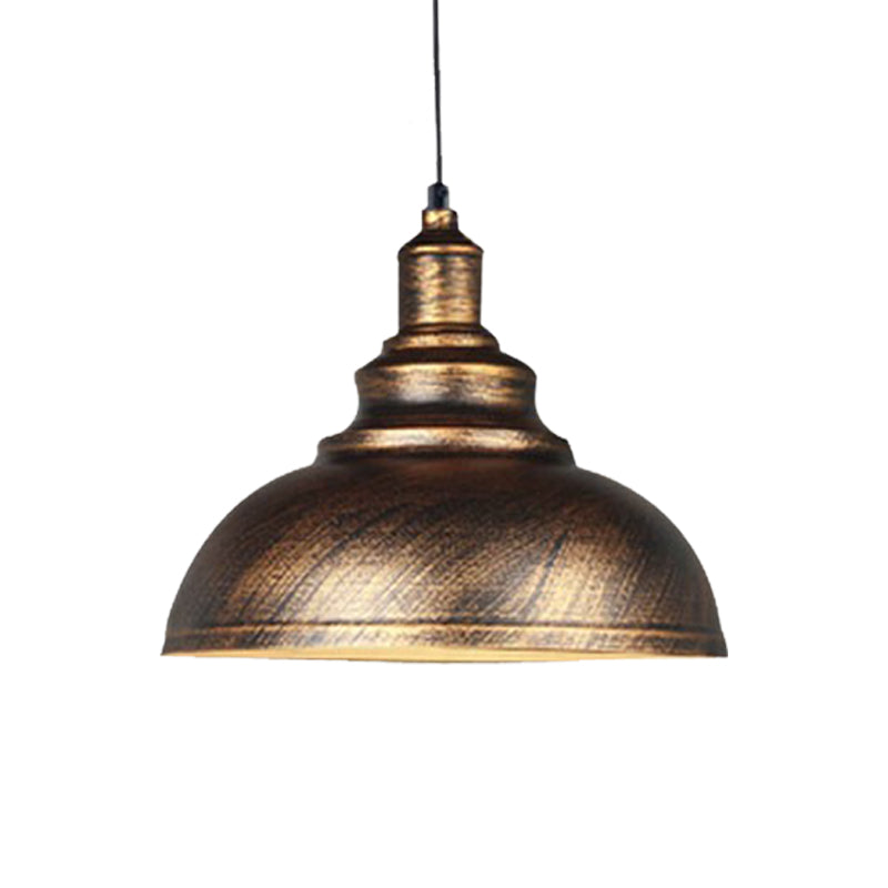 Metal Bowl Down Lighting Rustic 1 Bulb Restaurant Ceiling Pendant Lamp in Silver/Bronze with Pulley Clearhalo 'Art Deco Pendants' 'Cast Iron' 'Ceiling Lights' 'Ceramic' 'Crystal' 'Industrial Pendants' 'Industrial' 'Metal' 'Middle Century Pendants' 'Pendant Lights' 'Pendants' 'Tiffany' Lighting' 607585