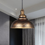 Domed Restaurant Pendant Lighting Vintage Iron 1-Light Black/Bronze Finish Hanging Lamp Kit Bronze Clearhalo 'Art Deco Pendants' 'Black' 'Cast Iron' 'Ceiling Lights' 'Ceramic' 'Crystal' 'Industrial Pendants' 'Industrial' 'Metal' 'Middle Century Pendants' 'Pendant Lights' 'Pendants' 'Rustic Pendants' 'Tiffany' Lighting' 607591