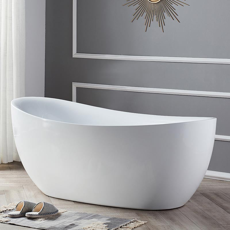 Modern Acrylic Bath Tub Freestanding Matte Finish Bathtub for Home Off-White Clearhalo 'Bathroom Remodel & Bathroom Fixtures' 'Bathtubs' 'Home Improvement' 'home_improvement' 'home_improvement_bathtubs' 'Showers & Bathtubs' 6077449