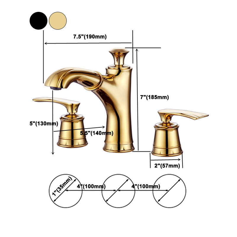 Circular 2-Handle Bathroom Faucet 3 Hole Widespread Bathroom Sink Faucet Clearhalo 'Bathroom Remodel & Bathroom Fixtures' 'Bathroom Sink Faucets' 'Bathroom Sinks & Faucet Components' 'bathroom_sink_faucets' 'Conjuntos de Torneiras de Lavatório e Banheiro' 'Home Improvement' 'home_improvement' 'home_improvement_bathroom_sink_faucets' 'Mobiliário Doméstico' 'Página inicial' 'Renovação e equipamento de casa de banho' 'Torneira para lavatório de banheiro' 6077692