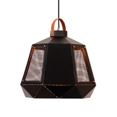 8"/10"/14" Width Geometric Dining Room Hanging Light Industrial Loft Metal 1 Head White/Black Pendant Lamp with Leather Strap Black 14" Clearhalo 'Ceiling Lights' 'Modern Pendants' 'Modern' 'Pendant Lights' 'Pendants' Lighting' 60777