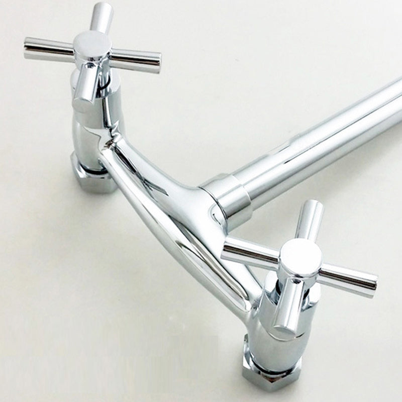 Modern 2-Handle Bathroom Sink Faucet 3 Hole Wall Mounted Bathroom Faucet with High-Arc Clearhalo 'bathroom_sink_faucets' 'Conjuntos de Torneiras de Lavatório e Banheiro' 'home_improvement' 'home_improvement_bathroom_sink_faucets' 'Mobiliário Doméstico' 'Página inicial' 'Renovação e equipamento de casa de banho' 'Torneira para lavatório de banheiro' 6077812