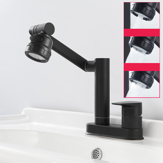 Modern 1-Handle Bathroom Sink Faucet 2 Hole Centerset Lavatory Faucet Textured Black Tri-Mode Supply Lines Not Included Clearhalo 'Bathroom Remodel & Bathroom Fixtures' 'Bathroom Sink Faucets' 'Bathroom Sinks & Faucet Components' 'bathroom_sink_faucets' 'Home Improvement' 'home_improvement' 'home_improvement_bathroom_sink_faucets' 6077834