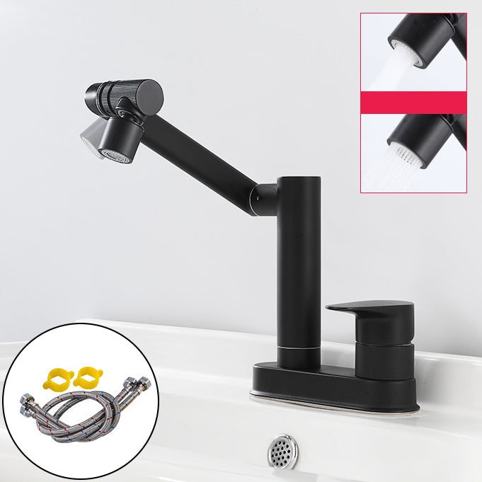 Modern 1-Handle Bathroom Sink Faucet 2 Hole Centerset Lavatory Faucet Textured Black Universal Dual Mode Supply Lines Included Clearhalo 'Bathroom Remodel & Bathroom Fixtures' 'Bathroom Sink Faucets' 'Bathroom Sinks & Faucet Components' 'bathroom_sink_faucets' 'Home Improvement' 'home_improvement' 'home_improvement_bathroom_sink_faucets' 6077848