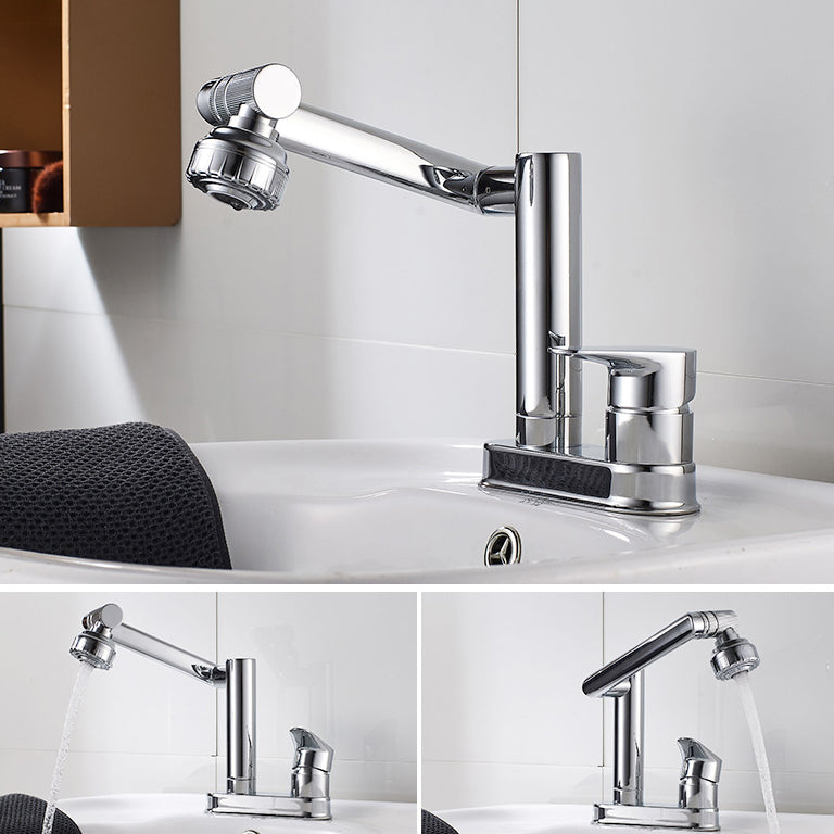 Modern 1-Handle Bathroom Sink Faucet 2 Hole Centerset Lavatory Faucet Clearhalo 'Bathroom Remodel & Bathroom Fixtures' 'Bathroom Sink Faucets' 'Bathroom Sinks & Faucet Components' 'bathroom_sink_faucets' 'Home Improvement' 'home_improvement' 'home_improvement_bathroom_sink_faucets' 6077861