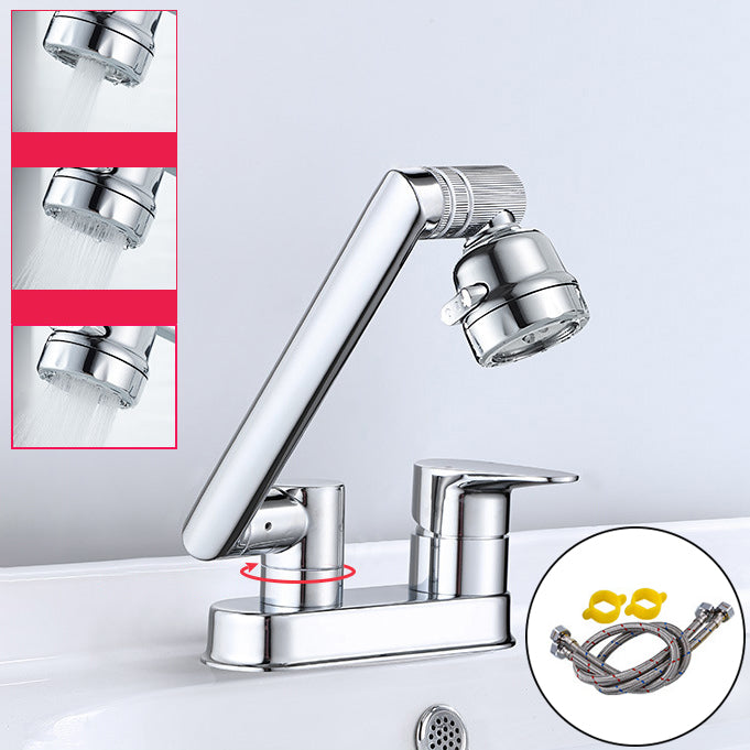 Modern 1-Handle Bathroom Sink Faucet 2 Hole Centerset Lavatory Faucet Chrome Tri-Mode Supply Lines Included Clearhalo 'Bathroom Remodel & Bathroom Fixtures' 'Bathroom Sink Faucets' 'Bathroom Sinks & Faucet Components' 'bathroom_sink_faucets' 'Home Improvement' 'home_improvement' 'home_improvement_bathroom_sink_faucets' 6077863