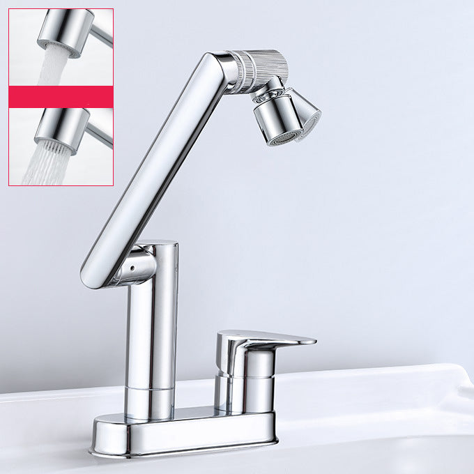 Modern 1-Handle Bathroom Sink Faucet 2 Hole Centerset Lavatory Faucet Silver Universal Dual Mode Supply Lines Not Included Clearhalo 'Bathroom Remodel & Bathroom Fixtures' 'Bathroom Sink Faucets' 'Bathroom Sinks & Faucet Components' 'bathroom_sink_faucets' 'Home Improvement' 'home_improvement' 'home_improvement_bathroom_sink_faucets' 6077870