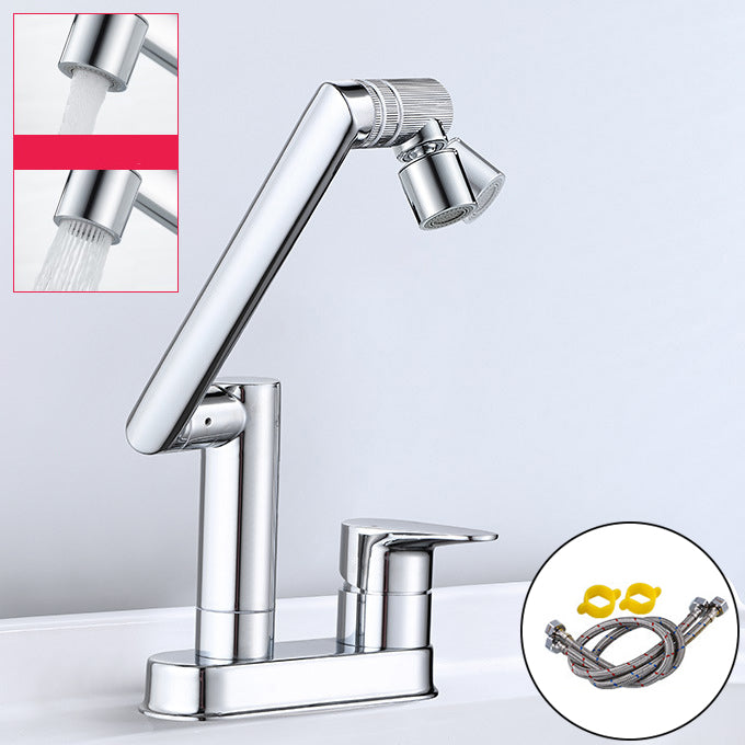 Modern 1-Handle Bathroom Sink Faucet 2 Hole Centerset Lavatory Faucet Silver Universal Dual Mode Supply Lines Included Clearhalo 'Bathroom Remodel & Bathroom Fixtures' 'Bathroom Sink Faucets' 'Bathroom Sinks & Faucet Components' 'bathroom_sink_faucets' 'Home Improvement' 'home_improvement' 'home_improvement_bathroom_sink_faucets' 6077871