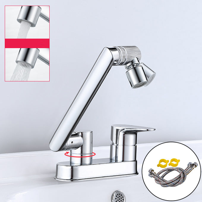Modern 1-Handle Bathroom Sink Faucet 2 Hole Centerset Lavatory Faucet Chrome Universal Dual Mode Supply Lines Included Clearhalo 'Bathroom Remodel & Bathroom Fixtures' 'Bathroom Sink Faucets' 'Bathroom Sinks & Faucet Components' 'bathroom_sink_faucets' 'Home Improvement' 'home_improvement' 'home_improvement_bathroom_sink_faucets' 6077876