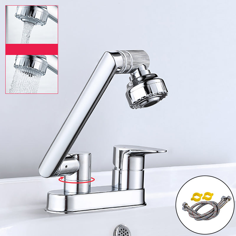Modern 1-Handle Bathroom Sink Faucet 2 Hole Centerset Lavatory Faucet Chrome Dual Mode Supply Lines Included Clearhalo 'Bathroom Remodel & Bathroom Fixtures' 'Bathroom Sink Faucets' 'Bathroom Sinks & Faucet Components' 'bathroom_sink_faucets' 'Home Improvement' 'home_improvement' 'home_improvement_bathroom_sink_faucets' 6077878