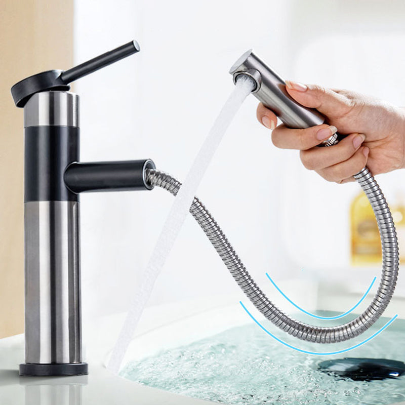 Glam 1-Handle Bathroom Sink Faucet 1 Hole Vessel Sink Bathroom Faucet with Stainless Steel Clearhalo 'bathroom_sink_faucets' 'Conjunta de Baño y Conjunta de Grifo' 'Coronamiento de Baño y Dispositivo de Baño' 'Grifo del lavabo del baño' 'Hogar' 'home_improvement' 'home_improvement_bathroom_sink_faucets' 'Mejoras para el hogar' 6077882