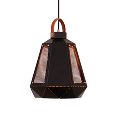 8"/10"/14" Width Geometric Dining Room Hanging Light Industrial Loft Metal 1 Head White/Black Pendant Lamp with Leather Strap Black 8" Clearhalo 'Ceiling Lights' 'Modern Pendants' 'Modern' 'Pendant Lights' 'Pendants' Lighting' 60778