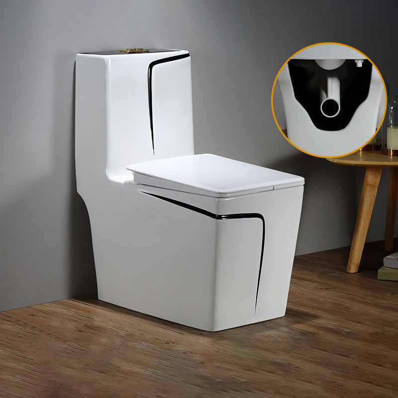 Floor Mount Flush Toilet Skirted Traditional One-Piece Toilet with Slow Close Seat 13"L x 27"W x 30"H Black Clearhalo 'Bathroom Remodel & Bathroom Fixtures' 'Home Improvement' 'home_improvement' 'home_improvement_toilets' 'Toilets & Bidets' 'Toilets' 6090622