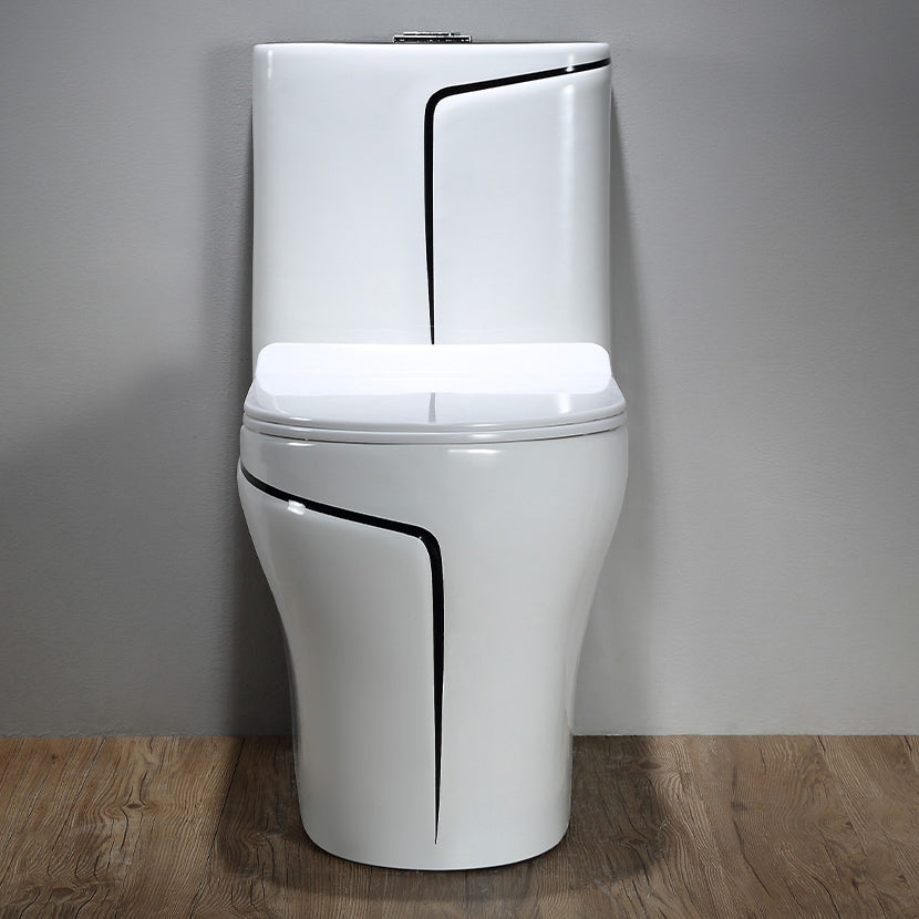 Floor Mount Flush Toilet Skirted Traditional One-Piece Toilet with Slow Close Seat Clearhalo 'Bathroom Remodel & Bathroom Fixtures' 'Home Improvement' 'home_improvement' 'home_improvement_toilets' 'Toilets & Bidets' 'Toilets' 6090623