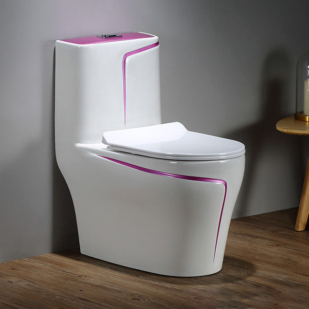 Floor Mount Flush Toilet Skirted Traditional One-Piece Toilet with Slow Close Seat Clearhalo 'Bathroom Remodel & Bathroom Fixtures' 'Home Improvement' 'home_improvement' 'home_improvement_toilets' 'Toilets & Bidets' 'Toilets' 6090627