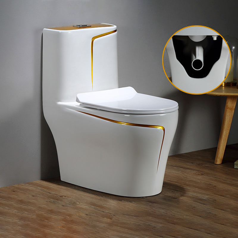 Floor Mount Flush Toilet Skirted Traditional One-Piece Toilet with Slow Close Seat 15"L x 27"W x 30"H Gold Clearhalo 'Bathroom Remodel & Bathroom Fixtures' 'Home Improvement' 'home_improvement' 'home_improvement_toilets' 'Toilets & Bidets' 'Toilets' 6090635