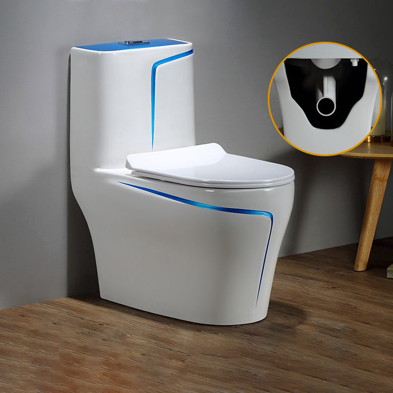 Floor Mount Flush Toilet Skirted Traditional One-Piece Toilet with Slow Close Seat 15"L x 27"W x 30"H Blue Clearhalo 'Bathroom Remodel & Bathroom Fixtures' 'Home Improvement' 'home_improvement' 'home_improvement_toilets' 'Toilets & Bidets' 'Toilets' 6090638