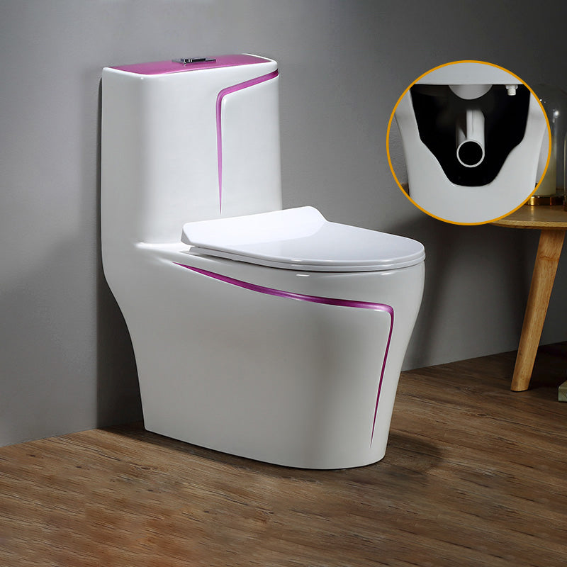 Floor Mount Flush Toilet Skirted Traditional One-Piece Toilet with Slow Close Seat 15"L x 27"W x 30"H Purple Clearhalo 'Bathroom Remodel & Bathroom Fixtures' 'Home Improvement' 'home_improvement' 'home_improvement_toilets' 'Toilets & Bidets' 'Toilets' 6090639