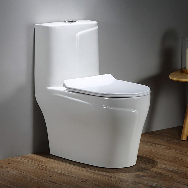 Floor Mount Flush Toilet Skirted Traditional One-Piece Toilet with Slow Close Seat Clearhalo 'Bathroom Remodel & Bathroom Fixtures' 'Home Improvement' 'home_improvement' 'home_improvement_toilets' 'Toilets & Bidets' 'Toilets' 6090645