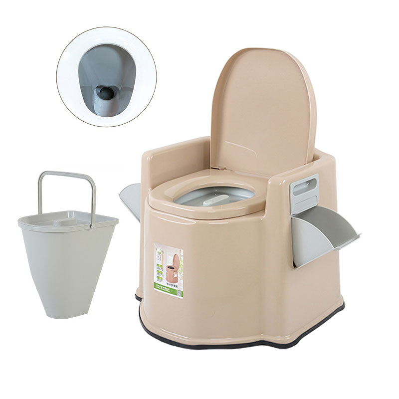 Contemporary Plastic Toilet Floor Mounted Toilet Bowl for Washroom 23"L x 22"W x 20"H Khaki Hollow Barrel Clearhalo 'Bathroom Remodel & Bathroom Fixtures' 'Home Improvement' 'home_improvement' 'home_improvement_toilets' 'Toilets & Bidets' 'Toilets' 6090825