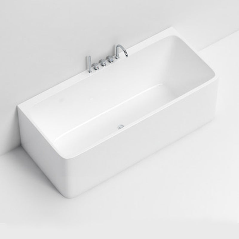 Modern Rectangular Alcove Bath Tub Acrylic Bath Tub for Home White Tub with Silver 5-Piece Set Clearhalo 'Bathroom Remodel & Bathroom Fixtures' 'Bathtubs' 'Home Improvement' 'home_improvement' 'home_improvement_bathtubs' 'Showers & Bathtubs' 6093510