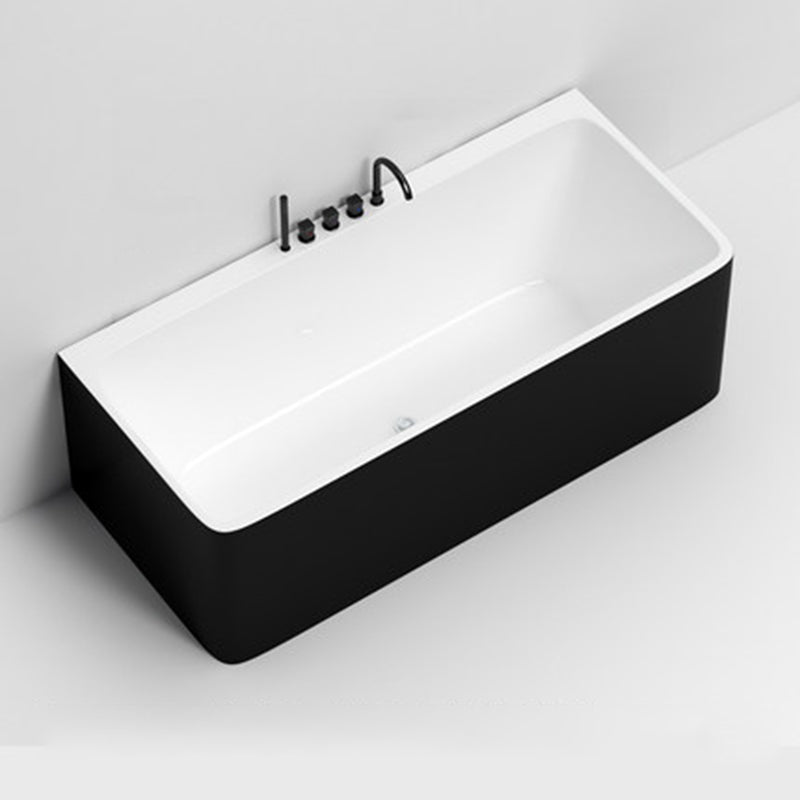 Modern Rectangular Alcove Bath Tub Acrylic Bath Tub for Home Black Tub with Black 5-Piece Set Clearhalo 'Bathroom Remodel & Bathroom Fixtures' 'Bathtubs' 'Home Improvement' 'home_improvement' 'home_improvement_bathtubs' 'Showers & Bathtubs' 6093513