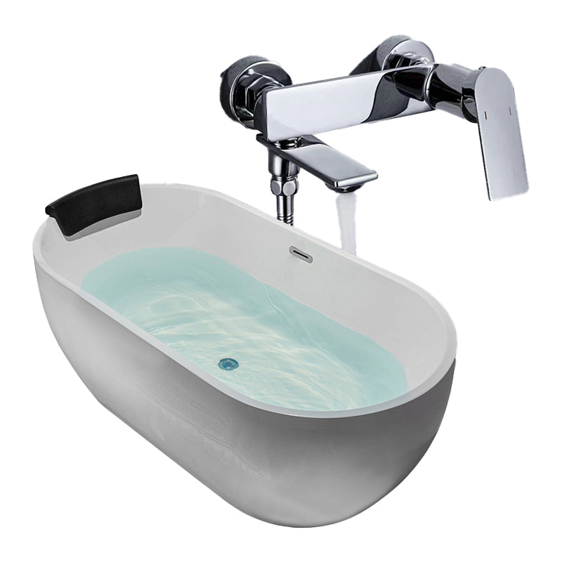 Modern Oval Bath Tub White Acrylic Bathtub with Faucet for Bathroom Tub with Wall Mounted Faucets Clearhalo 'Bathroom Remodel & Bathroom Fixtures' 'Bathtubs' 'Home Improvement' 'home_improvement' 'home_improvement_bathtubs' 'Showers & Bathtubs' 6108166