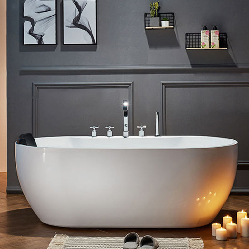 Modern Oval Bath Tub White Acrylic Bathtub with Faucet for Bathroom Clearhalo 'Bathroom Remodel & Bathroom Fixtures' 'Bathtubs' 'Home Improvement' 'home_improvement' 'home_improvement_bathtubs' 'Showers & Bathtubs' 6108167