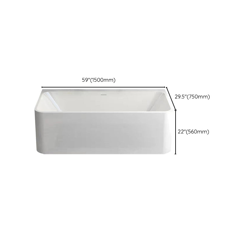 White Stone Rectangular Bath Tub Soaking Stand Alone Tub with Drain and Overflow Trim Clearhalo 'Bathroom Remodel & Bathroom Fixtures' 'Bathtubs' 'Home Improvement' 'home_improvement' 'home_improvement_bathtubs' 'Showers & Bathtubs' 6108195