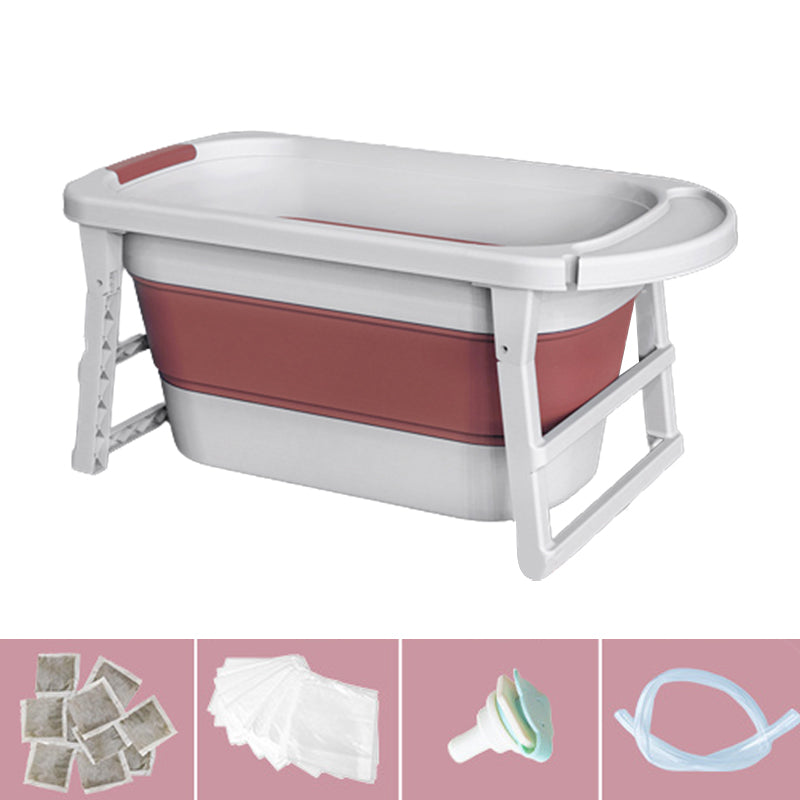 Modern Rectangular Folding Bathtub Freestanding Plastic Soaking for Bathroom Pink 43"L x 24"W x 20"H Uncovered Clearhalo 'Bathroom Remodel & Bathroom Fixtures' 'Bathtubs' 'Home Improvement' 'home_improvement' 'home_improvement_bathtubs' 'Showers & Bathtubs' 6108217