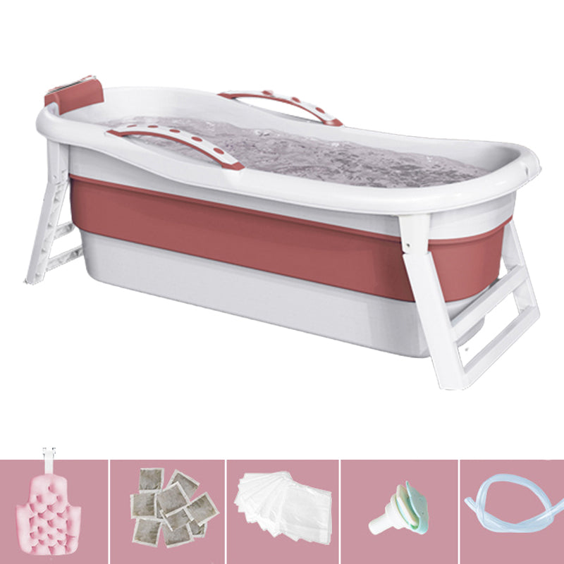 Modern Rectangular Folding Bathtub Freestanding Plastic Soaking for Bathroom Pink 59"L x 24"W x 20"H Uncovered & Cushion & Massage Clearhalo 'Bathroom Remodel & Bathroom Fixtures' 'Bathtubs' 'Home Improvement' 'home_improvement' 'home_improvement_bathtubs' 'Showers & Bathtubs' 6108224