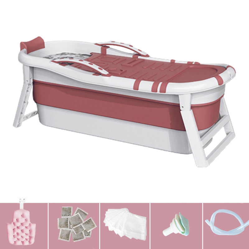 Modern Rectangular Folding Bathtub Freestanding Plastic Soaking for Bathroom Pink Covered & Cushion & Massage Clearhalo 'Bathroom Remodel & Bathroom Fixtures' 'Bathtubs' 'Home Improvement' 'home_improvement' 'home_improvement_bathtubs' 'Showers & Bathtubs' 6108227