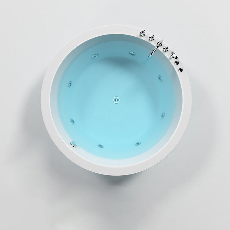 Modern Drop-in Bath Tub Round Acrylic Bathtub for Home and Hotel Massage Tub with Silver 5-Piece Set Clearhalo 'Bathroom Remodel & Bathroom Fixtures' 'Bathtubs' 'Home Improvement' 'home_improvement' 'home_improvement_bathtubs' 'Showers & Bathtubs' 6108255