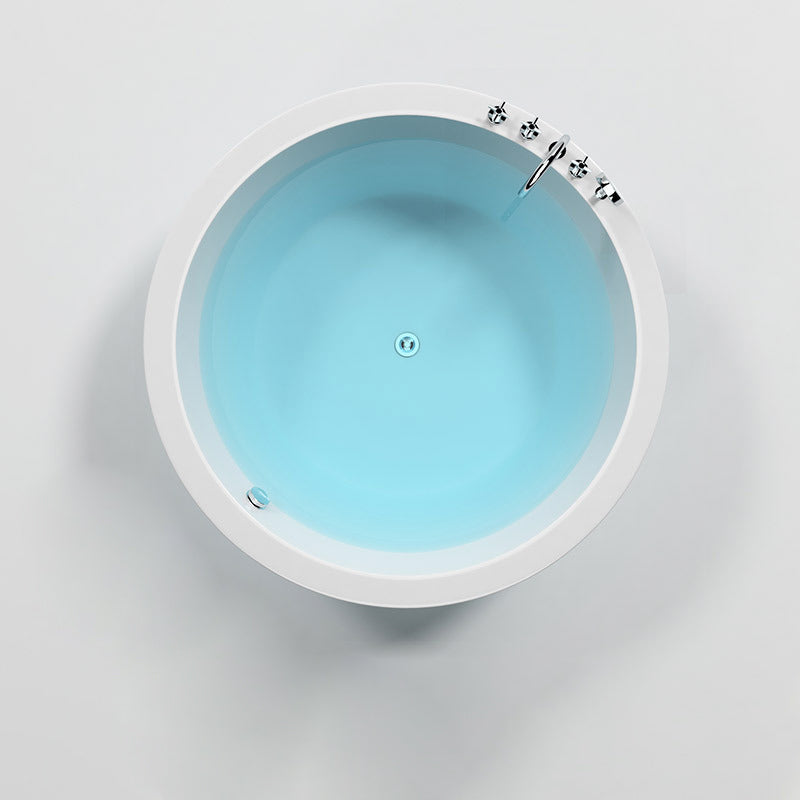 Modern Drop-in Bath Tub Round Acrylic Bathtub for Home and Hotel Massage Not Included Tub with Silver 5-Piece Set Clearhalo 'Bathroom Remodel & Bathroom Fixtures' 'Bathtubs' 'Home Improvement' 'home_improvement' 'home_improvement_bathtubs' 'Showers & Bathtubs' 6108257