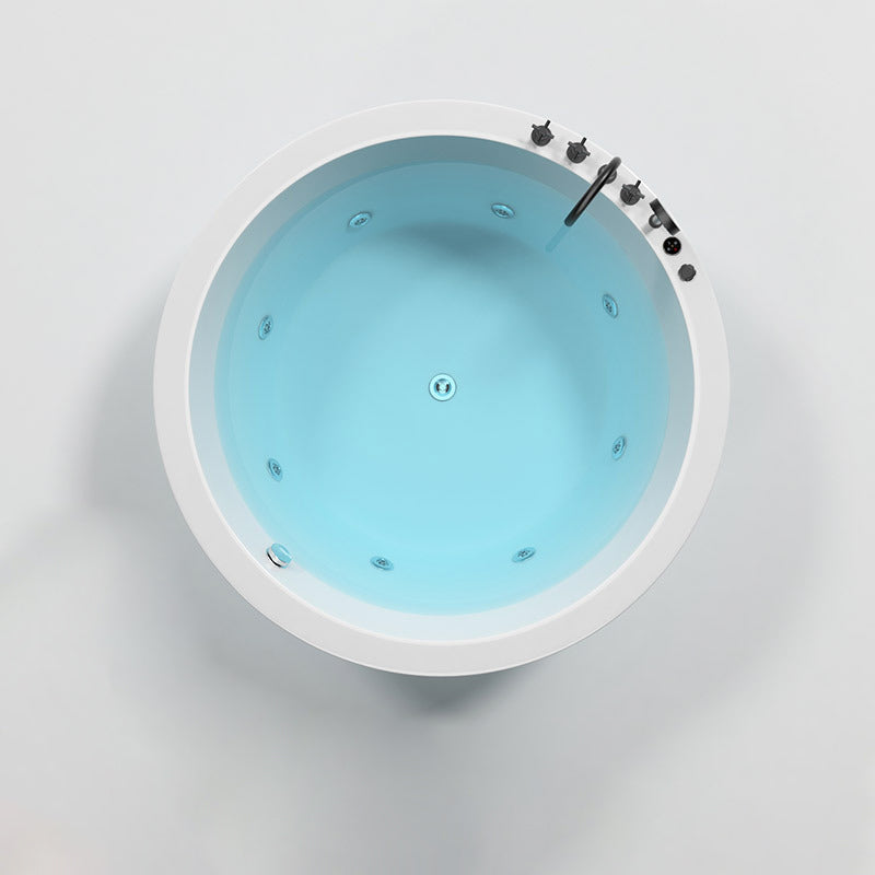 Modern Drop-in Bath Tub Round Acrylic Bathtub for Home and Hotel Massage & Thermostat Tub with Black 5-Piece Set Clearhalo 'Bathroom Remodel & Bathroom Fixtures' 'Bathtubs' 'Home Improvement' 'home_improvement' 'home_improvement_bathtubs' 'Showers & Bathtubs' 6108259