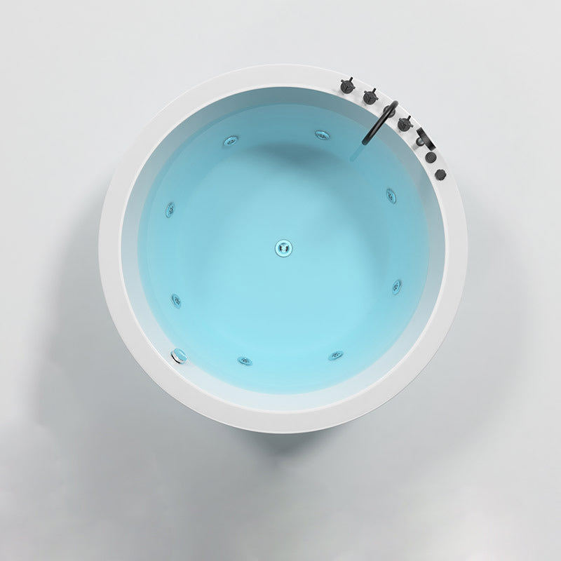 Modern Drop-in Bath Tub Round Acrylic Bathtub for Home and Hotel Massage Tub with Black 5-Piece Set Clearhalo 'Bathroom Remodel & Bathroom Fixtures' 'Bathtubs' 'Home Improvement' 'home_improvement' 'home_improvement_bathtubs' 'Showers & Bathtubs' 6108262